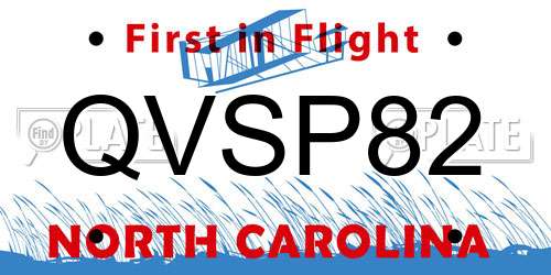 QVSP82 North Carolina License Plate