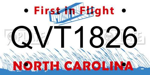 QVT1826 North Carolina License Plate