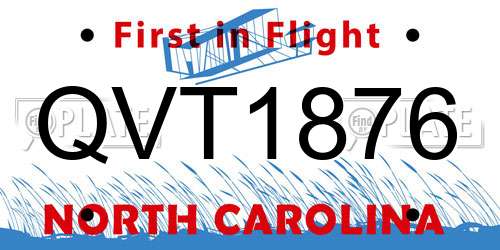 QVT1876 North Carolina License Plate