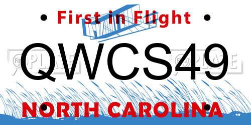 QWCS49 North Carolina License Plate