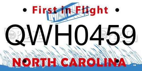 QWH0459 North Carolina License Plate