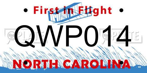 QWP014 North Carolina License Plate