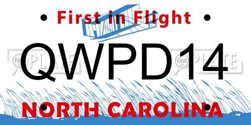 QWPD14 North Carolina License Plate