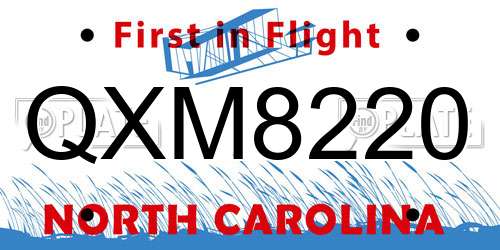 QXM8220 North Carolina License Plate