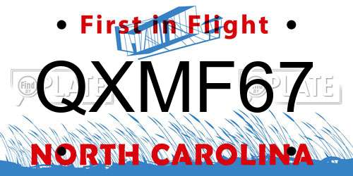 QXMF67 North Carolina License Plate