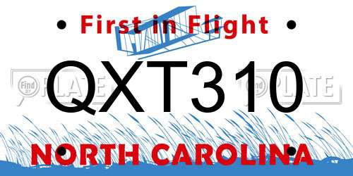 QXT310 North Carolina License Plate