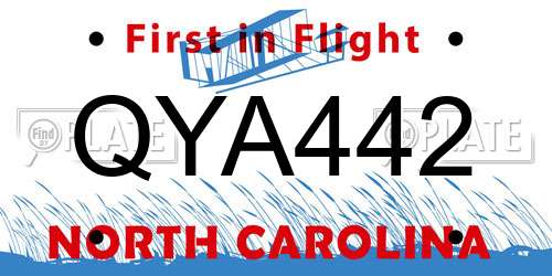 QYA442 North Carolina License Plate