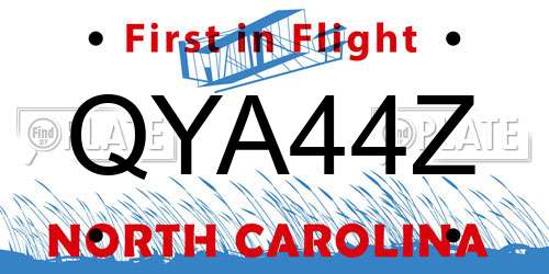 QYA44Z North Carolina License Plate