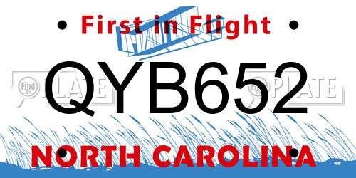 QYB652 North Carolina License Plate