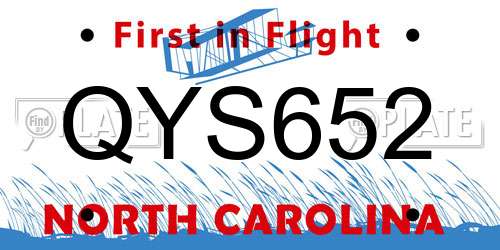 QYS652 North Carolina License Plate