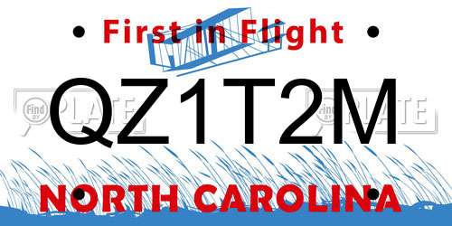 QZ1T2M North Carolina License Plate