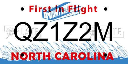 QZ1Z2M North Carolina License Plate