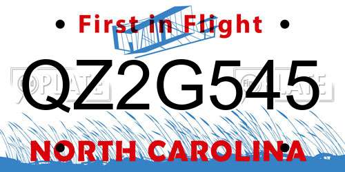QZ2G545 North Carolina License Plate