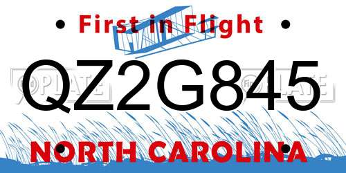 QZ2G845 North Carolina License Plate