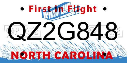 QZ2G848 North Carolina License Plate