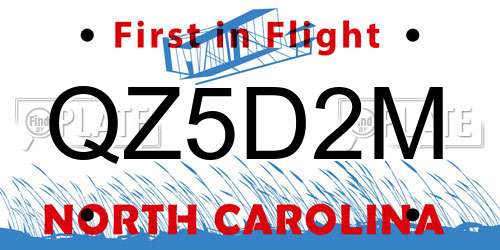QZ5D2M North Carolina License Plate