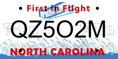 QZ5O2M North Carolina License Plate