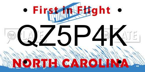 QZ5P4K North Carolina License Plate