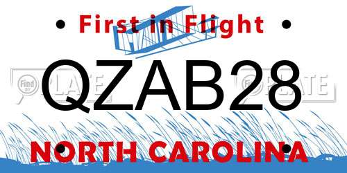 QZAB28 North Carolina License Plate