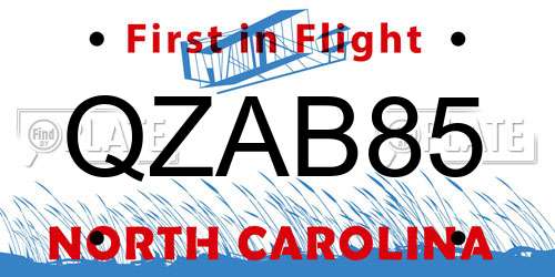 QZAB85 North Carolina License Plate