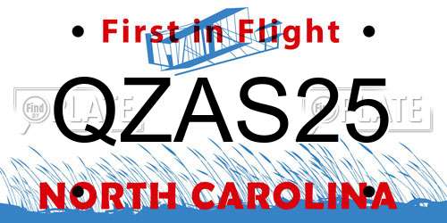QZAS25 North Carolina License Plate