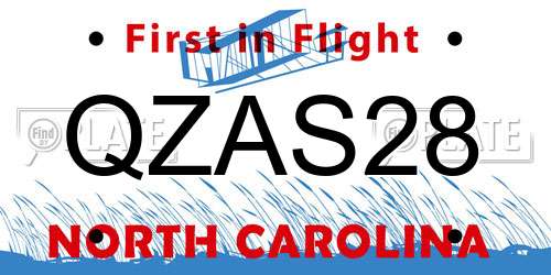QZAS28 North Carolina License Plate