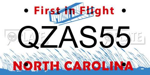 QZAS55 North Carolina License Plate