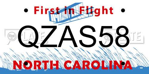 QZAS58 North Carolina License Plate