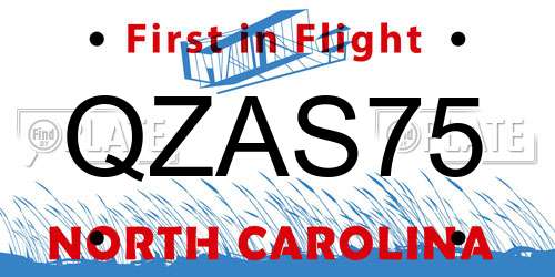 QZAS75 North Carolina License Plate