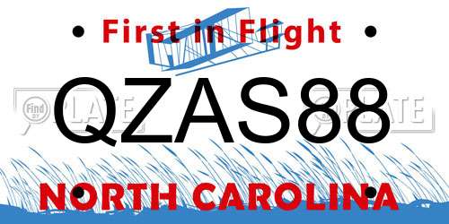 QZAS88 North Carolina License Plate