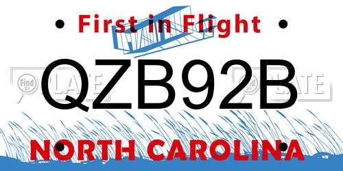 QZB92B North Carolina License Plate