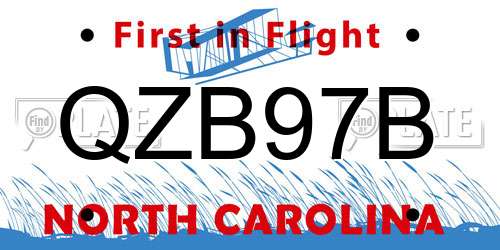 QZB97B North Carolina License Plate