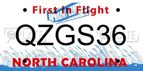 QZGS36 North Carolina License Plate
