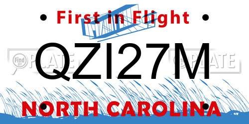 QZI27M North Carolina License Plate