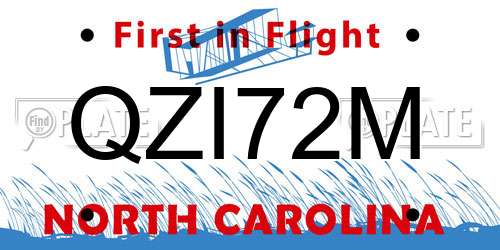QZI72M North Carolina License Plate