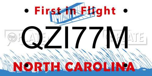 QZI77M North Carolina License Plate