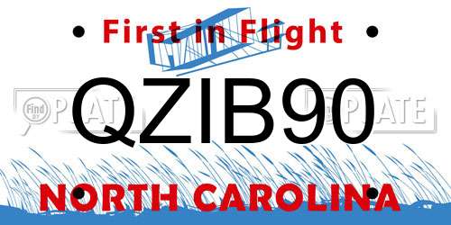 QZIB90 North Carolina License Plate
