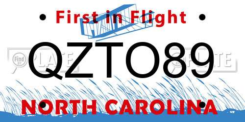 QZTO89 North Carolina License Plate