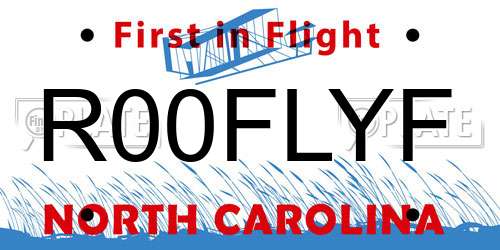 R00FLYF North Carolina License Plate