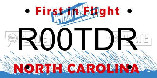R00TDR North Carolina License Plate