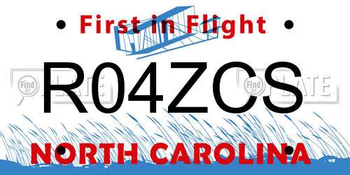 R04ZCS North Carolina License Plate