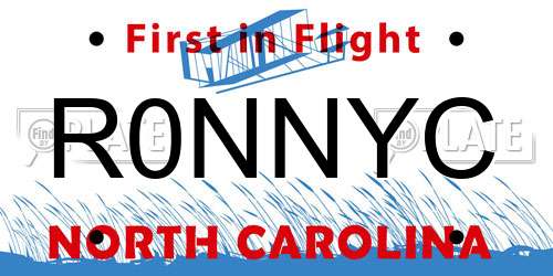 R0NNYC North Carolina License Plate