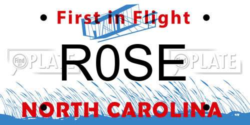 R0SE North Carolina License Plate