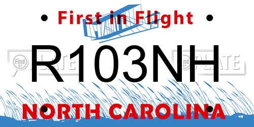 R103NH North Carolina License Plate