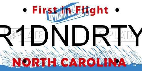 R1DNDRTY North Carolina License Plate