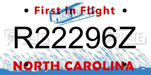 R22296Z North Carolina License Plate
