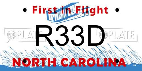 R33D North Carolina License Plate