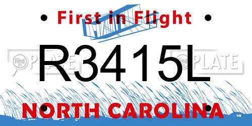 R3415L North Carolina License Plate