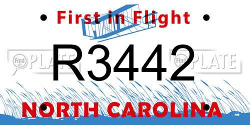 R3442 North Carolina License Plate