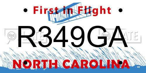 R349GA North Carolina License Plate